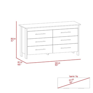 English Elm Anson 6 Drawer Dresser Duo Contemporary Low Profile Storage with Matte Black Hardware B128S00293