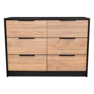 English Elm Ruby Matching Pair of 4-drawer Dressers with Open Shelf and Matte Black Hardware B128S00294