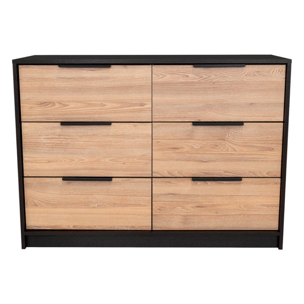 English Elm Ruby Matching Pair of 4-drawer Dressers with Open Shelf and Matte Black Hardware B128S00294