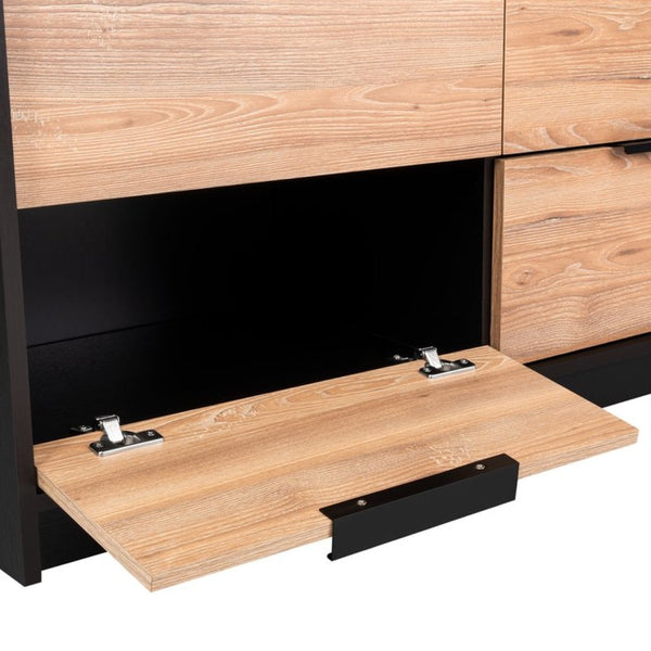 English Elm Ruby Matching Pair of 4-drawer Dressers with Open Shelf and Matte Black Hardware B128S00294