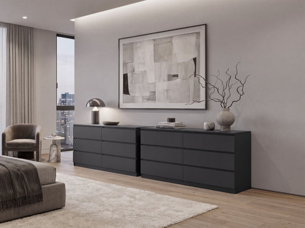English Elm Olimpo Six Drawer Engineered Wood Dresser Sleek Minimalist Storage for Modern Bedrooms B128S00298