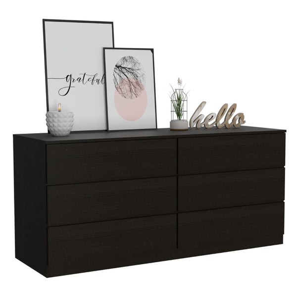 English Elm Olimpo Six Drawer Engineered Wood Dresser Sleek Minimalist Storage for Modern Bedrooms B128S00298