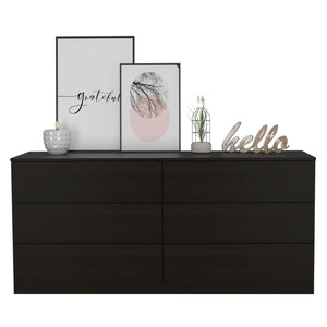 English Elm Olimpo Six Drawer Engineered Wood Dresser Sleek Minimalist Storage for Modern Bedrooms B128S00298