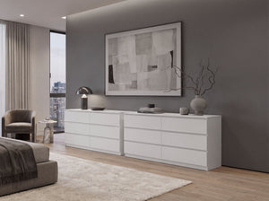 English Elm Olimpo Set of Two 6-Drawer Dressers with Metal Legs for Modern Bedroom Storage B128S00299