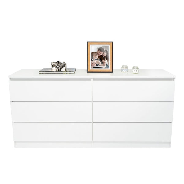 English Elm Olimpo Set of Two 6-Drawer Dressers with Metal Legs for Modern Bedroom Storage B128S00299
