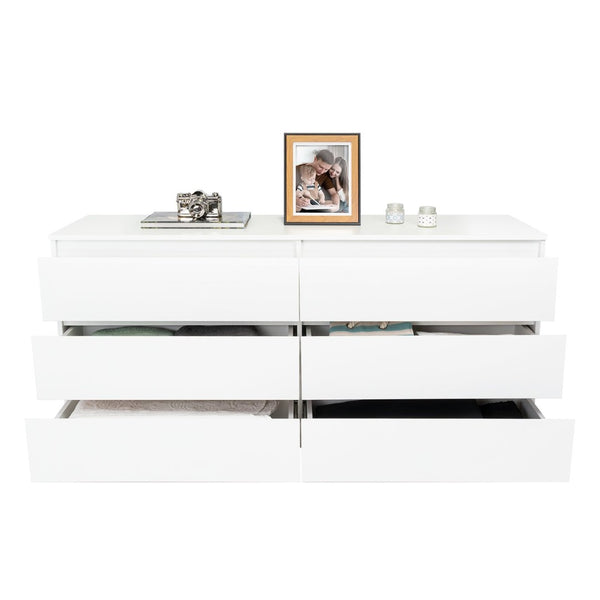 English Elm Olimpo Set of Two 6-Drawer Dressers with Metal Legs for Modern Bedroom Storage B128S00299