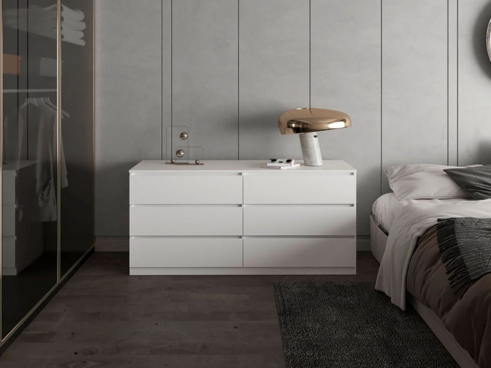 English Elm Olimpo Set of Two 6-Drawer Dressers with Metal Legs for Modern Bedroom Storage B128S00299