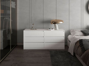 English Elm Olimpo Set of Two 6-Drawer Dressers with Metal Legs for Modern Bedroom Storage B128S00299