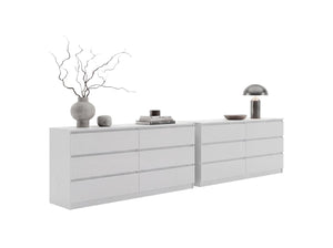 English Elm Olimpo Set of Two 6-Drawer Dressers with Metal Legs for Modern Bedroom Storage B128S00299