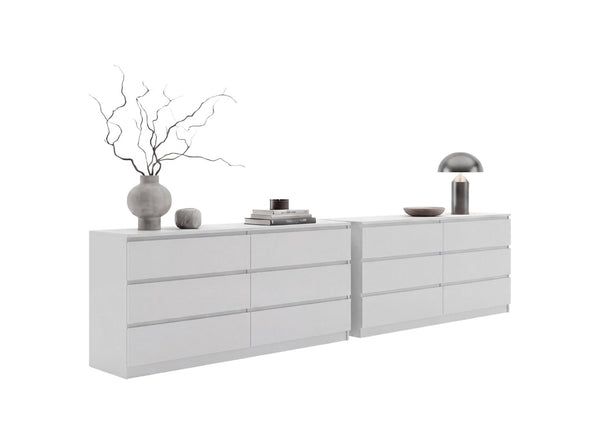 English Elm Olimpo Set of Two 6-Drawer Dressers with Metal Legs for Modern Bedroom Storage B128S00299