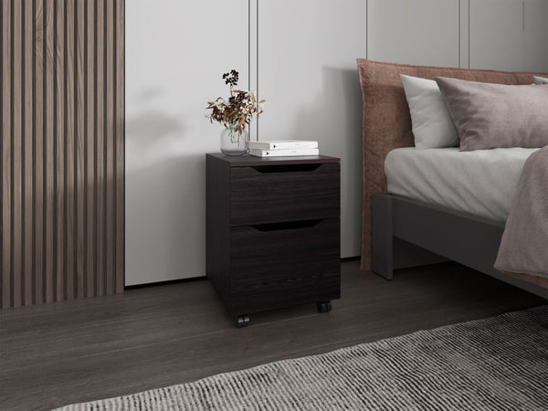 English Elm Ocala Wenge Finish Nightstand Set with Storage Drawer and Open Shelf for Modern Bedrooms B128S00300
