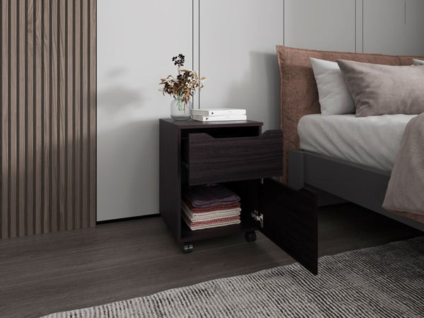 English Elm Ocala Wenge Finish Nightstand Set with Storage Drawer and Open Shelf for Modern Bedrooms B128S00300