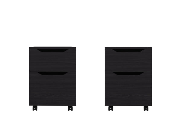 English Elm Ocala Wenge Finish Nightstand Set with Storage Drawer and Open Shelf for Modern Bedrooms B128S00300