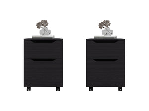 English Elm Ocala Wenge Finish Nightstand Set with Storage Drawer and Open Shelf for Modern Bedrooms B128S00300