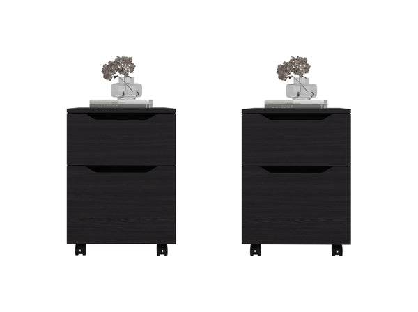 English Elm Ocala Wenge Finish Nightstand Set with Storage Drawer and Open Shelf for Modern Bedrooms B128S00300