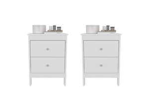 English Elm Hampton Matte White Engineered Wood 2 Drawer Nightstand Set for Modern Bedrooms B128S00301