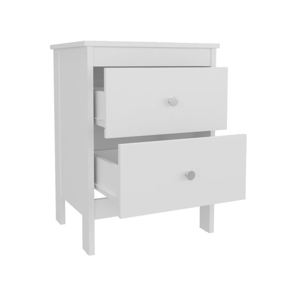 English Elm Hampton Matte White Engineered Wood 2 Drawer Nightstand Set for Modern Bedrooms B128S00301