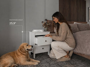 English Elm Hampton Matte White Engineered Wood 2 Drawer Nightstand Set for Modern Bedrooms B128S00301