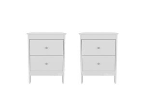 English Elm Hampton Matte White Engineered Wood 2 Drawer Nightstand Set for Modern Bedrooms B128S00301
