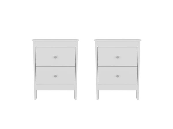 English Elm Hampton Matte White Engineered Wood 2 Drawer Nightstand Set for Modern Bedrooms B128S00301