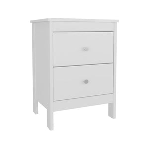 English Elm Hampton Matte White Engineered Wood 2 Drawer Nightstand Set for Modern Bedrooms B128S00301