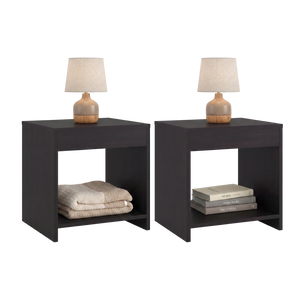 English Elm Chroma Open Shelf Nightstand Pair Wenge Finish Minimalist Bedroom Storage Two Tiers B128S00302