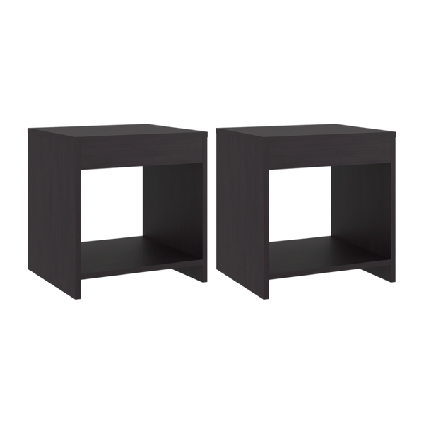 English Elm Chroma Open Shelf Nightstand Pair Wenge Finish Minimalist Bedroom Storage Two Tiers B128S00302