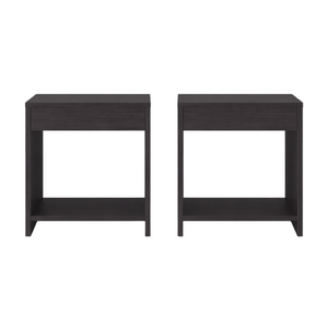 English Elm Chroma Open Shelf Nightstand Pair Wenge Finish Minimalist Bedroom Storage Two Tiers B128S00302