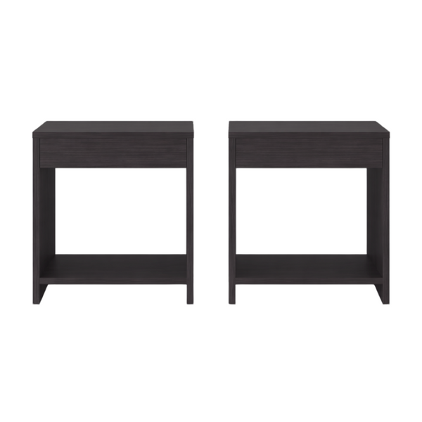 English Elm Chroma Open Shelf Nightstand Pair Wenge Finish Minimalist Bedroom Storage Two Tiers B128S00302