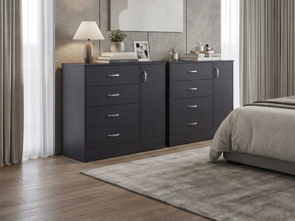English Elm Lund 2 Piece Wenge Dresser Set with Drawers and Side Door Modern Bedroom Storage B128S00304