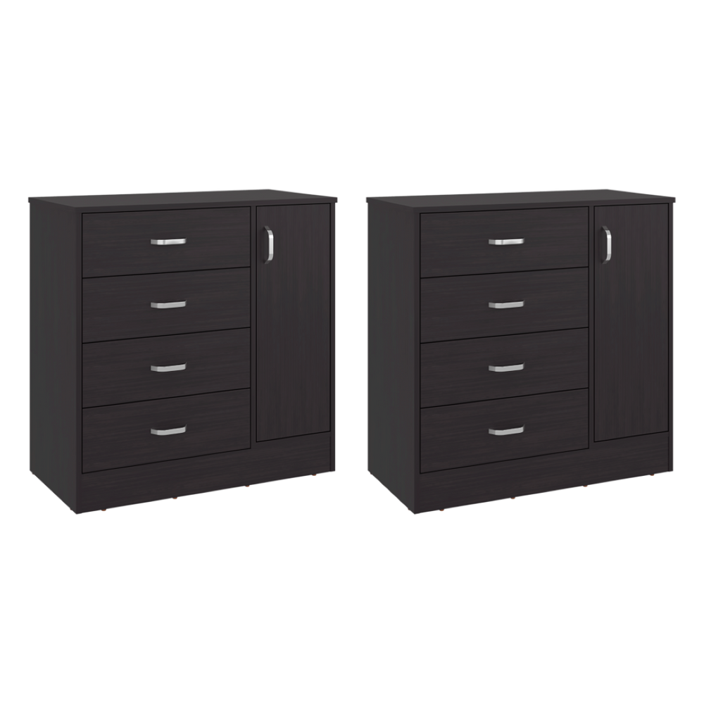 English Elm Lund 2 Piece Wenge Dresser Set with Drawers and Side Door Modern Bedroom Storage B128S00304