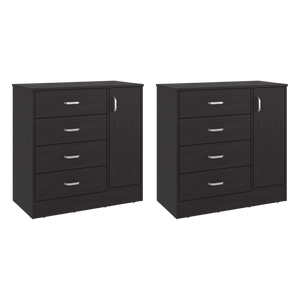 English Elm Lund 2 Piece Wenge Dresser Set with Drawers and Side Door Modern Bedroom Storage B128S00304