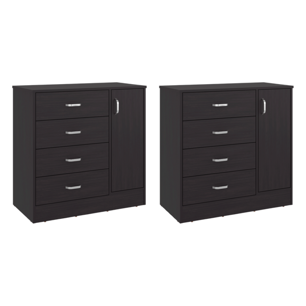 English Elm Lund 2 Piece Wenge Dresser Set with Drawers and Side Door Modern Bedroom Storage B128S00304