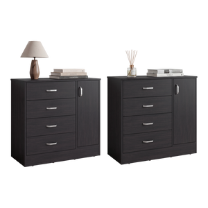 English Elm Lund 2 Piece Wenge Dresser Set with Drawers and Side Door Modern Bedroom Storage B128S00304