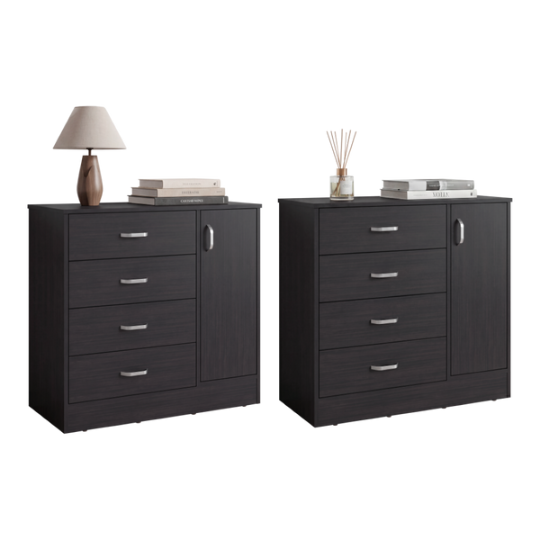 English Elm Lund 2 Piece Wenge Dresser Set with Drawers and Side Door Modern Bedroom Storage B128S00304