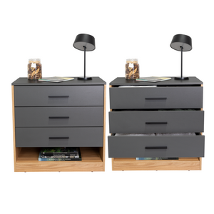 English Elm Boras Two-tone Oak and Gray Compact Dresser Set for Minimalist Bedroom Storage B128S00305