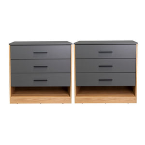 English Elm Boras Two-tone Oak and Gray Compact Dresser Set for Minimalist Bedroom Storage B128S00305