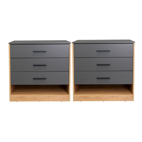English Elm Boras Two-tone Oak and Gray Compact Dresser Set for Minimalist Bedroom Storage B128S00305