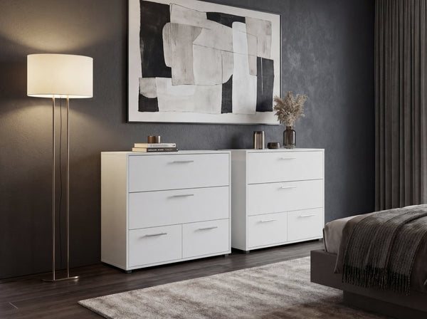 English Elm Kiruna Pair of Slim Engineered Wood Dressers Hardware Free Modern Bedroom Storage B128S00306