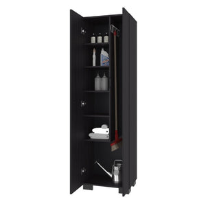 English Elm Fm Furniture Slim Wenge Broom Closet Cabinet with Shelves for Laundry and Utility Rooms B128S00309