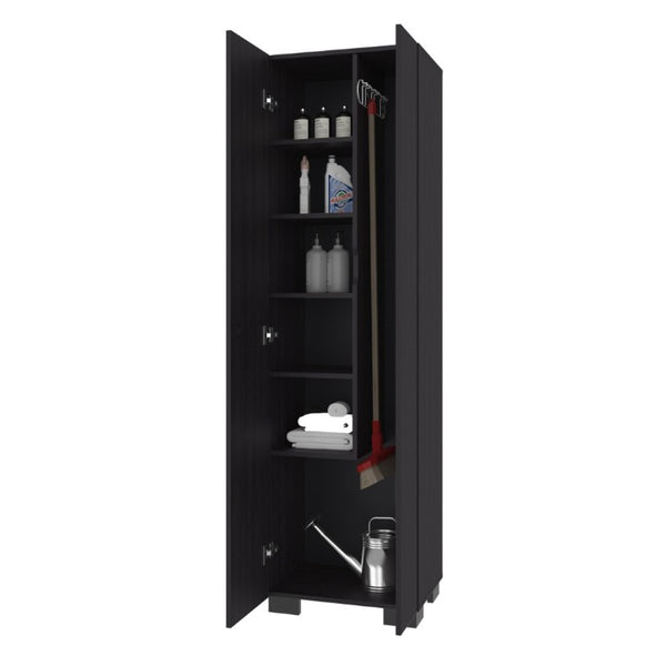 English Elm Fm Furniture Slim Wenge Broom Closet Cabinet with Shelves for Laundry and Utility Rooms B128S00309