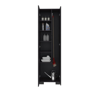 English Elm Fm Furniture Slim Wenge Broom Closet Cabinet with Shelves for Laundry and Utility Rooms B128S00309