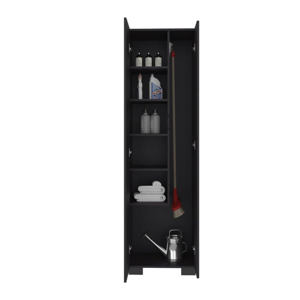 English Elm Fm Furniture Slim Wenge Broom Closet Cabinet with Shelves for Laundry and Utility Rooms B128S00309