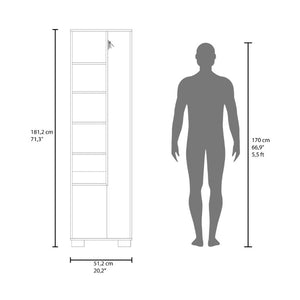English Elm Fm Furniture Slim Wenge Broom Closet Cabinet with Shelves for Laundry and Utility Rooms B128S00309