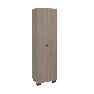 English Elm Kingnston Tall Broom and Mop Storage Cabinet Engineered Wood for Laundry Rooms White and Cannoli B128S00315