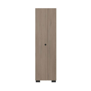 English Elm Kingnston Tall Broom and Mop Storage Cabinet Engineered Wood for Laundry Rooms White and Cannoli B128S00315