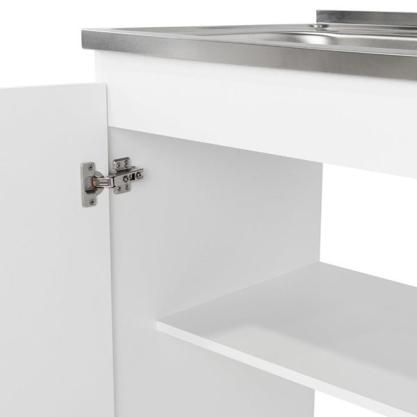 English Elm Texas Two Zone Kitchen Cabinet Set with Sink Base Wall Storage White Finish B128S00320