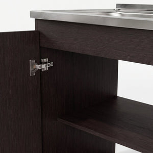 English Elm Texas Wenge Finish Manufactured Wood Kitchen Sink Base and Wall Cabinet Storage Set B128S00321