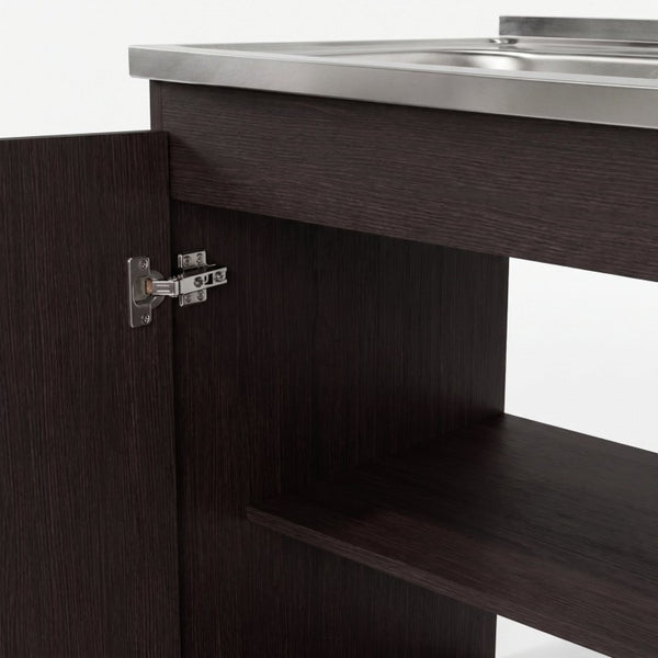 English Elm Texas Wenge Finish Manufactured Wood Kitchen Sink Base and Wall Cabinet Storage Set B128S00321