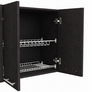 English Elm Texas Wenge Finish Manufactured Wood Kitchen Sink Base and Wall Cabinet Storage Set B128S00321